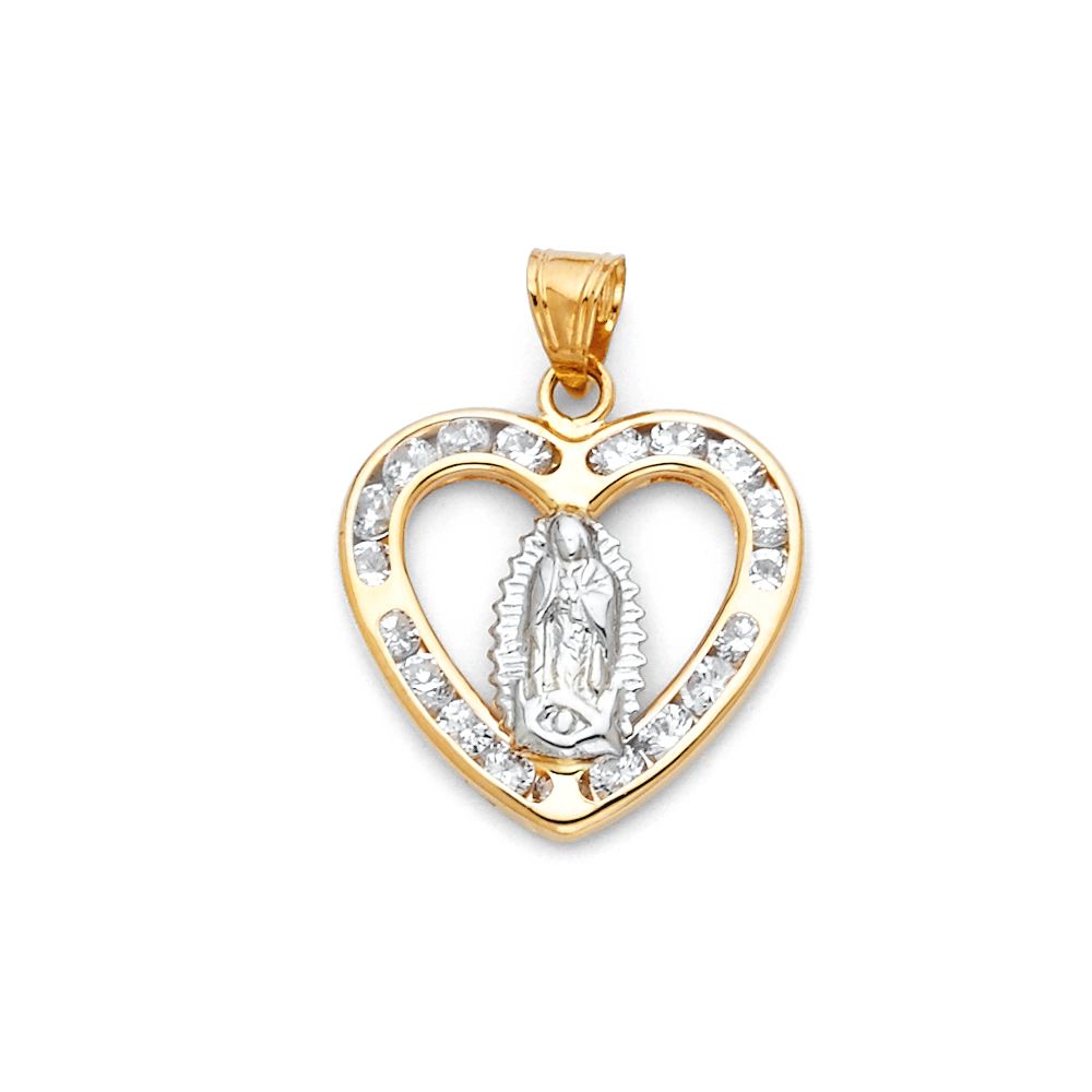 14KY Guadalupe CZ Religious Pendant