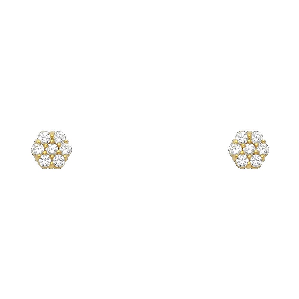 14KY Flower CZ Stud Earrings w/Screw (APR)